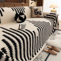 1PC beige Bohemian jacquard warm plush sofa towel, Bohemian style soft thick blanket, suitable for living room sofa cover