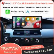 Pantalla Multimedia ultrafina de 12,3 pulgadas para BMW Serie 3 E90 E91 E92 E93 5 Series E60 E61 CarPlay inalámbrico Android Auto