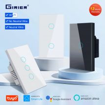 GIRIER Smart Wifi Touch Switch nessun cavo neutro richiesto Smart Home 1/2/3 Gang Light Switch