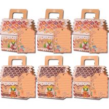 4 stücke Weihnachten Süßigkeiten Boxen Lebkuchen Haus Santa Cookies Geschenk Verpackung Papier Box Taschen Weihnachten Dekoration Für Home Neue Jahr navidad