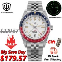 Watchdives WD6542 Uhr NH34 Mechanisches Uhrwerk Blase gewölbtes Saphirglas BGW9 Leuchtende 10 Bar wasserdichte 38 mm GMT-Uhren