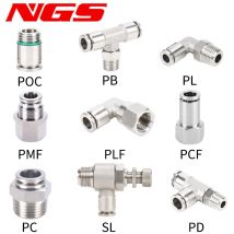SUS 304 Stainless Steel Pneumatic Hose Fitting PC PCF PL PE PU 8mm Full Metal Quick Release Pipe Connector Joint 1/2 1/8 1/4 3/8