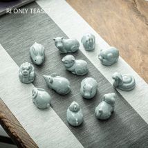 Retro Keramik Tee Haustier Chinesische Sternzeichen Tier Statue Nette Tee Figur Ornamente Desktop Handwerk Tee-Set Dekoration Zubehör