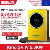 EASUN POWER 5600W Inverter solare ibrido 230vac MPPT 120A caricatore solare ingresso fotovoltaico 6000W 450vdc LED luci ad anello pulsante Touchable