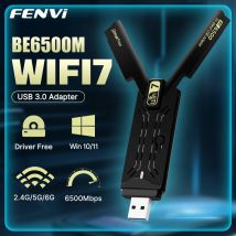FENVI WiFi 7 USB-Adapter BE6500 2,4 G/5 G/6 GHz Tri-Band USB3.0 Wireless-Netzwerkkarte 6500 Mbit/s 802.11BE Free-Driver für Win10/11 PC