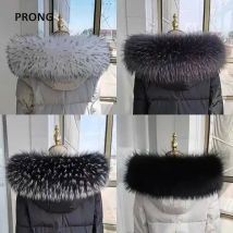 100% natürliche Pelz Kragen Echt Waschbären Pelz Frauen Schals Winter Mantel Neck Cap Pelz Trim Kragen Lange Warme Echte Pelz Schal
