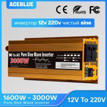 Falownik 12v 220v Czysta fala sinusoidalna 1600W 2200W 3000W DC 12v na AC 220V Przenośny konwerter zasilania Samochodowy falownik solarny