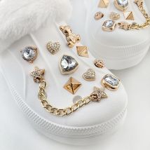 20 Stück Strass Bling abnehmbare Charms Metallkette Schuhbeutel Dekorationen geeignet für Crocs Clog Bogg Bag Party Geschenk Mädchen Idee