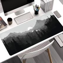 Cuscino da tavolo con vista in montagna foresta grigia Tappetino per mouse Tappetino per mouse con cuciture antiscivolo di grandi dimensioni Tappetini estesi Tastiera per giocatori Accessori per