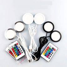 USB-LED-Strahler, 3 W, DC5 V, RGB, mit Fernbedienung, Schmuckschrank, Vitrine, Thekenlampe, Decke, USB-Stecker, 2-in-1, Mini-Spot-Licht