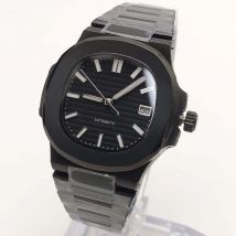 40MM Square Black Case Automatic Watch NH35 Calibre Luminous Sapphire Crystal Date Mechanical Men's Watch Steel Strap