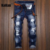 Kakan-europäische und amerikanische Sommer neue Herren Straight Hole Jeans, alte personal isierte Original Jeans Herren K02-164
