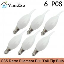 6 pz 7 W Retro LED Lampadina a filamento di candela C35 Lampadina smerigliata E27 E14 Dimmerabile Edison Lampada a vite Lampadario Bianco caldo