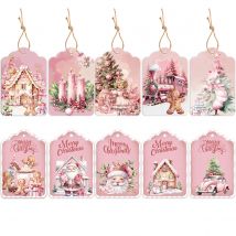 48 Stück Weihnachten rosa Papier Tags Santa Claus Schneemann hängen Etiketten Frohe Weihnachten Home Party Dekoration DIY Geschenk verpackung Versorgung