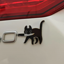 Car metal stickers cartoon knife cat car stickers Japanese ins black cat animal three-dimensional car body decorations