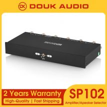 Douk Audio SP102 PRO Passive 2(1)-IN-1(2)-OUT Audio Selector Stereo 2-Wege Switcher Box für Verstärker/Lautsprecher LED-Anzeige