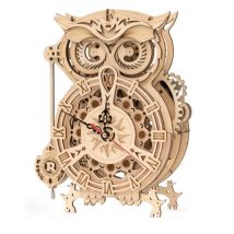 Robotime ROKR 3D Holzpuzzle Eule Uhr Modellbausatz Spielzeug für Kinder Kinder Jungen LK503