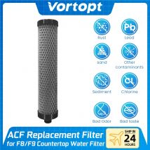 Vortopt ACF-Ersatzfilter, kompatibel mit dem Arbeitsplatten-Wasserfilter F8/F9, 6–12 Monate Lebensdauer, kann 99 % Chlor/Blei filtern