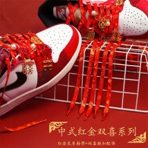Trendy Personality China Style Red Shoelaces For Wedding Shoe Laces Men Women Sneakers Low-top Canvas Shoestrings
