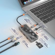 Hub USB C Basix Tipo C a porta Ethernet Adattatore PD 100W per MacBook Pro Hub USB 3.0 Laptop Tablet Docking station hub USB C