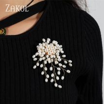 ZAKOL Luxus handgemachte Imitation Perle Brosche elegante Hochzeit Schmuck Party Anzug Zubehör