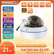 MISECU Super HD 5MP 4MP H.265 sorveglianza IP POE Camera microfono Dome Indoor Video Security Home Camera metallo e-mail Push P2P
