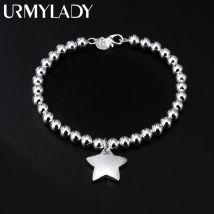 Braccialetti con ciondolo a forma di stella con catena di perline da 4 mm in argento sterling 925 per le donne Fashion Designer Accessori per matrimoni per feste Regali di gioielli