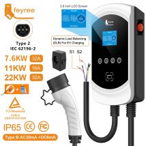 feyree EV Caricabatterie Type2 Cavo 32A 7.6kW Carica dinamica Blancing EVSE Wallbox APP Funzione 11kW 22kW Stazione di ricarica Auto elettrica