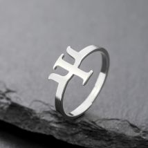 Griechisches Buchstabensymbol PSI offener Ring Edelstahl Herren und Damen verstellbare Größe psychologisches Symbol Amulett Modeschmuck