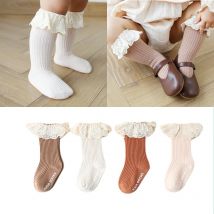 Baby Socken Neugeborenen Spitze Socken Baby Mädchen Kniehohe Lange Infant Kleinkind Kinder Kinder Nicht-slip Boden Socken Baby Zeug zubehör
