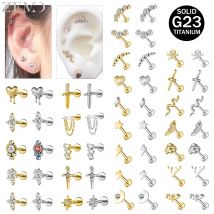 ZEMO 1 STÜCK 16G G23 Titanstahl Labret Lippenpiercings CZ Kristall Lippenpiercing Schlangenschwert Schädel Monroe Helix Conch Piercing Schmuck