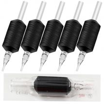 5PCS 25MM Einweg Tattoo Griffe Sterile Silikon Schwarz Tattoo Griffe Rohre 3R 5R 7R 9R 11R Kunststoff Tattoo rohre