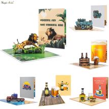 3D Pop-Up Father's Day Greeting Card Unique Handmade Gift for Dad Birthday Card with Notecard