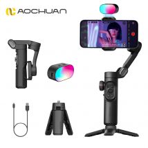 AOCHUAN Smart XE Kit Stabilizzatore cardanico per Smartphone iPhone Registrazione video Luce di riempimento magnetica Gimble Android pieghevole a 3 assi
