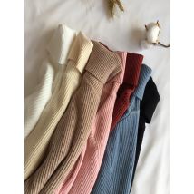 2025 Autunno Inverno Maglione spesso Donna Maglia a costine Pullover Maglione Dolcevita a maniche lunghe Maglione sottile Morbido caldo Pull Femme