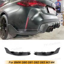 Heckstoßstange Canard Splitter Klappen Schürze für BMW G80 G81 M3 G82 G83 M4 2021 + Dry Carbon Fiber Rear Diffuser Splitters Lip Bodykit