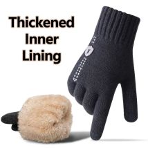 New men's warm gloves for winter touch screen plus velvet thickened cold-proof and warm wool knitted gloves