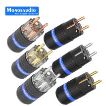 Monosaudio EU-Netzstecker aus reinem Kupfer für Audio, DIY, Netzkabel, transparenter Stecker E102/E103