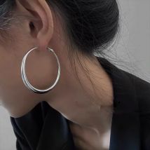 BF CLUB Ohrringe aus 925er-Sterlingsilber für Damen, trendig, schlicht, großer runder Ohrring, Schmuck, verhindert Allergien, Partyzubehör