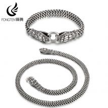 Fongten Herren Edelstahl Schlangenhalskette Gewebtes Armband Hip Hop Punk Rock Weihnachten Halloween Geschenk Modeschmuck Großhandel