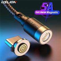 USLION 5A Magnetyczny kabel USB do ładowania Kabel USB typu C do szybkiego ładowania dla iphone 15 Pro Xiaomi Magnes USB C Przewód do ładowania danych