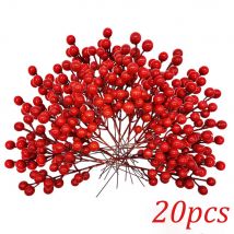 20 szt. Sztucznych jagód ostropestrej, świąteczne zimowe imitacje jagód, ozdoby na choinkę, do rękodzieła DIY, dekoracji wieńców i girland.