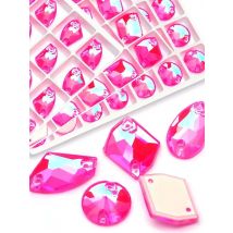 PUBRILEX Electric Pink DeLite DIY Sewing Glass Rhinestones Pink AB Strass Flatback Glitter Decorative Crystals For Clothing Bags