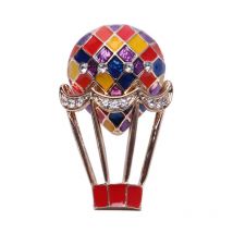Fashion Dripping Oil Three-dimensional Color Hot Air Balloon Rhinestone Brooch Clothing Accessories Creative Cartoon Brooch