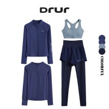 DRUR 4 stücke Yoga Anzug Frauen Sport-Bh Hohe Taille Leggings Und Jacken Sets Sport Outfit Fitness Workout Kleidung Dame sportswear