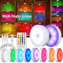 Lampada da notte RGB magnetica ricaricabile USB Luce notturna a LED bianca RGB con telecomando Lampada dimmerabile Faretto Fr Display Armadio