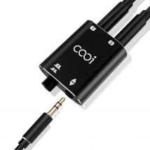 COOIDEA 2 Way 3.5mm Stereo Audio Switcher Bi-Directional Audio Switch Splitter Box 2 In 1 Out or 2 In 1 Out with Audio Cable