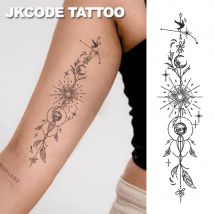 Kräuter-Tattoo-Aufkleber, Mehndi-Design, Waldbaum des Lebens, Tattoo – kosmischer Baum des Lebens – Sonne, Mond, Stern, Pflanzenmuster, Tattoo – Blumensprache, Sätze, süßer Tattoo, Mode,