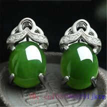 Grün Jade Ohr studs Zirkon 925 Silber Amulett Natürliche Ohrring Chalcedon Frauen Kristall Schmuck Mode Geschenke Edelstein