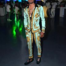 Männer Hemd Anzüge 3D Druck Retro Harajuku Mode Männer Casuan Atmungsaktive männer Revers Langarm-shirt Lange Hosen Zwei stück Set